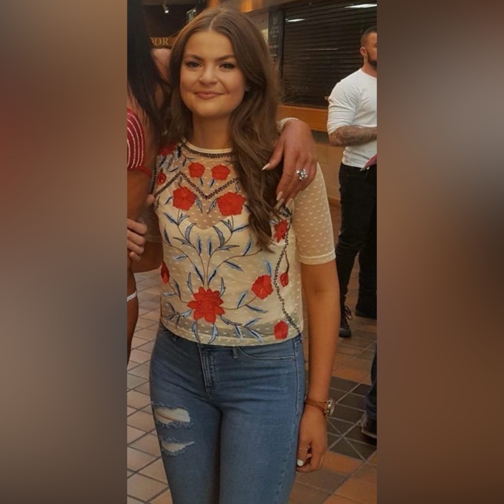 River Island Embroidered Floral Top